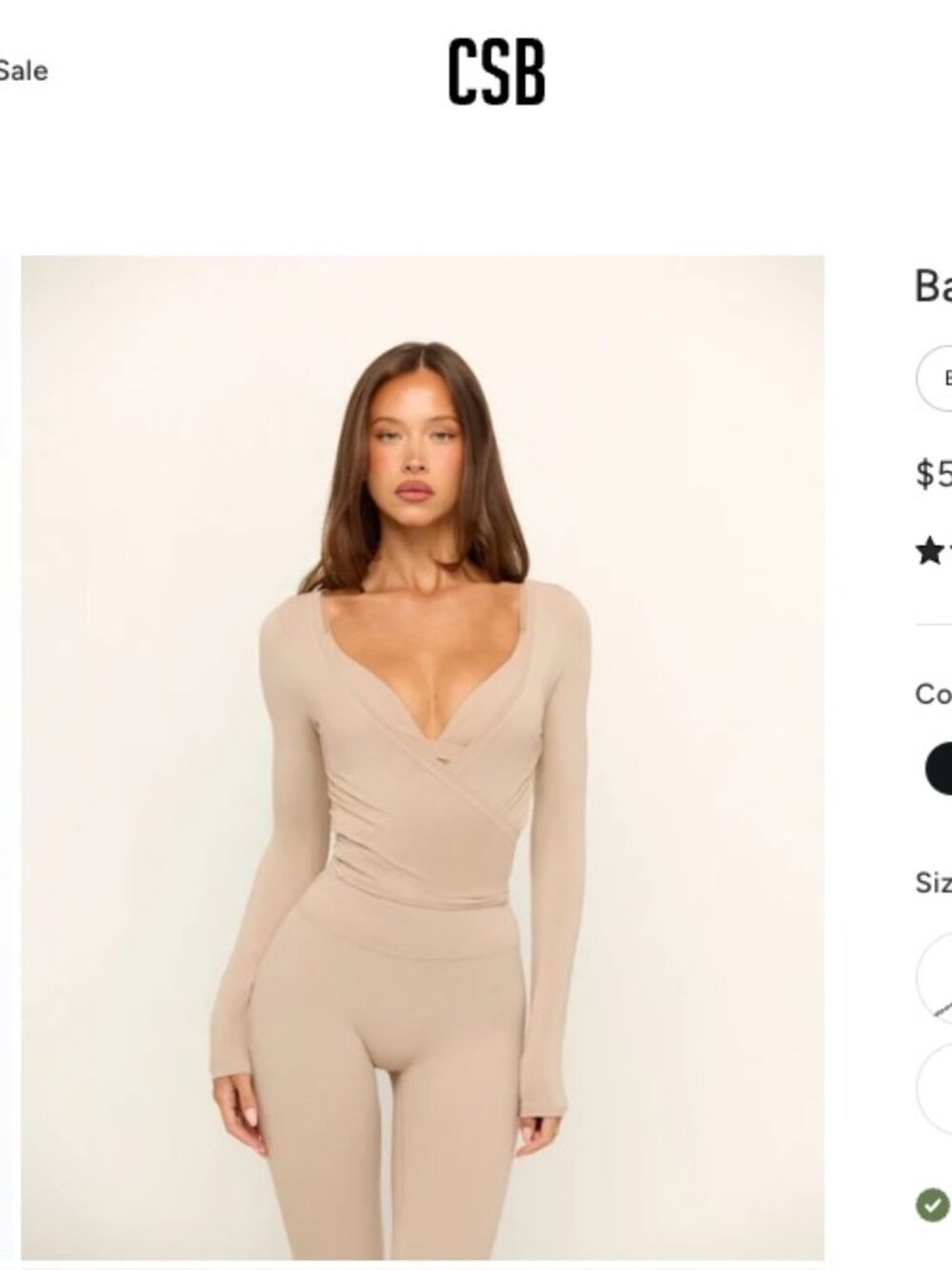 NWT CSB Ballet Wrap Top Fawn Size S